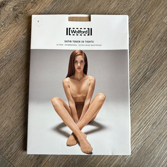 Wolford Satin Touch 20 Tights Shimmering Cosmetic Extra Wide Waistband NWT S/M - Picture 1 of 4